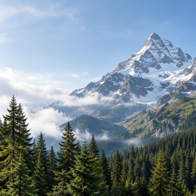 Swiss alpine mountains and forest